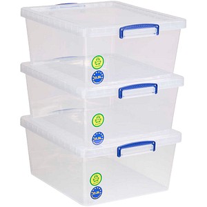 Really Useful Box Aufbewahrungsboxen 3x 17,5 l transparent 38,3 x 46,0 x 19,5 cm, 3 St.
