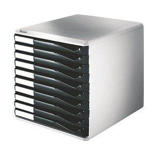 LEITZ Schubladenbox Formular-Set  schwarz 5281-00-95, DIN A4 mit 10 Schubladen