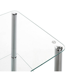 4001070902399 - Regal HAKU 2 Fächer mit jeweils bis zu 5 kg Tragkraft B 390 x T 390 x H 770 mm Stahl ESG-Sicherheitsglas chrom transparent