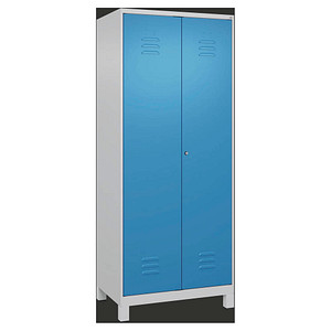 4066681618039 - Putzmittelspind Classic PLUS 1 Abteil Trennwand mittig verkürzt lichtgrau   lichtblau B 800 mm mit Füßen Zylinderschloss C+P