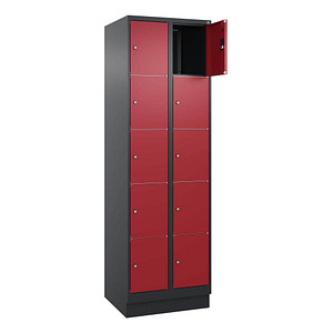 4068427434774 - Schließfachschrank Classic PLUS rubinrot schwarzgrau 080020-205 S10037 10 Schließfächer 600 x 500 x 1950 cm 4068427434774 C