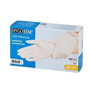 4015544270501 - Einmalhandschuhe Hygostar Safe Premium 27050 Lebensmittelecht weiß Größe M 8 Nitril 4015544270501 27050 100 Stück