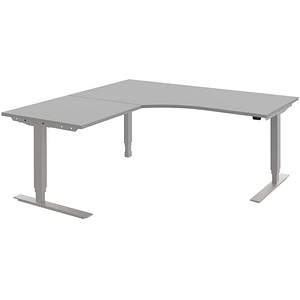 4004479409124 - röhr Techno elektrisch höhenverstellbarer Schreibtisch hellgrau L-Form C-Fuß-Gestell silber 1800 x 800 cm 4004479409124 - röhr Techno elektrisch höhenverstellbarer Schreibtisch hellgrau L-Form C-Fuß-Gestell silber 1800 x 800 cm