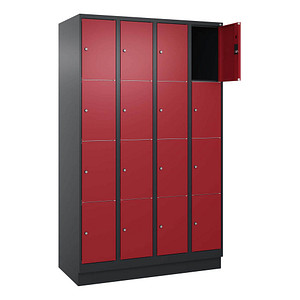 4068427434606 - Schließfachschrank Classic PLUS rubinrot schwarzgrau 080020-404 S10035 16 Schließfächer 1200 x 500 x 1850 cm 4068427434606 