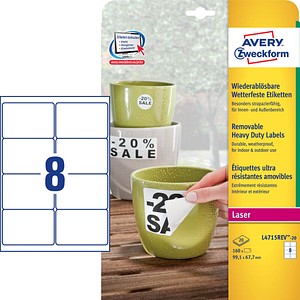 160 AVERY Zweckform wetterfeste Folienetiketten L4715REV-20 weiß