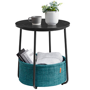 0194343041636 - VASAGLE Beistelltisch rund kleiner Tisch Couchtisch klein Wohnzimmertisch mit Korb aus Stoff Stauraum für Wohnzimmer Schlafzimmer Nachttisch 0194343041636 - VASAGLE Beistelltisch rund kleiner Tisch Couchtisch klein Wohnzimmertisch mit Korb aus Stoff Stauraum für Wohnzimmer Schlafzimmer Nachttisch