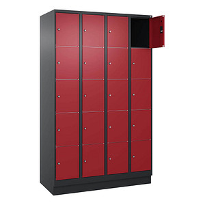 4068427434811 - Schließfachschrank Classic PLUS rubinrot schwarzgrau 080020-405 S10036 20 Schließfächer 1200 x 500 x 1950 cm 4068427434811 