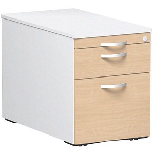 geramöbel Flex Rollcontainer weiß, buche 3 Auszüge