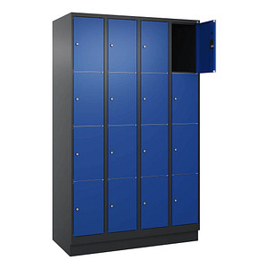 4068427433432 - Schließfachschrank Classic PLUS enzianblau schwarzgrau 080020-404 S10034 16 Schließfächer 1200 x 500 x 1850 cm 406842743343