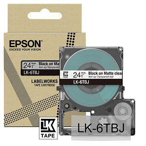 Epson LK-6TBJ Schriftband 24mm Schwarz Transparent