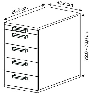 4032062279342 - Akandia Standcontainer eiche 5 Auszüge 428 x 800 x 720 - 760 cm 4032062279342 - Akandia Standcontainer eiche 5 Auszüge 428 x 800 x 720 - 760 cm