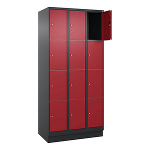 CP Schließfachschrank Classic PLUS rubinrot, schwarzgrau 080020-304 S10039, 4 Schließfächer 90,0 x 50,0 x 185,0 cm