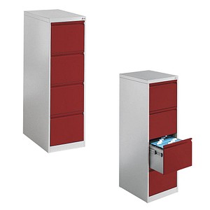 4025314218091 - Hängeregistraturschränke einbahnig 4 Schubfächer lichtgrau rubinrot 4025314218091 C+P-Möbel 4025314218091 - Hängeregistraturschränke einbahnig 4 Schubfächer lichtgrau rubinrot 4025314218091 C+P-Möbel