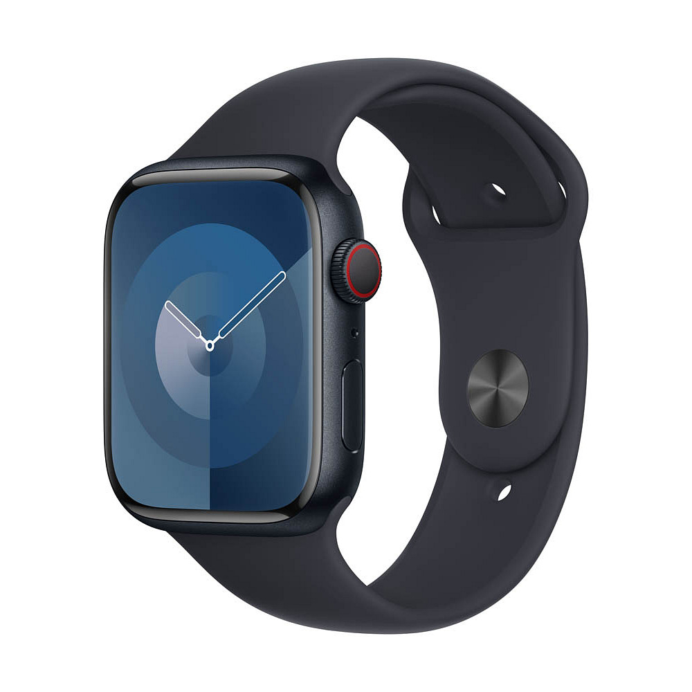Apple Watch Series 9 45 mm >> (GPS+Cellular) Sportarmband mitternacht Aluminium M/L büroshop24