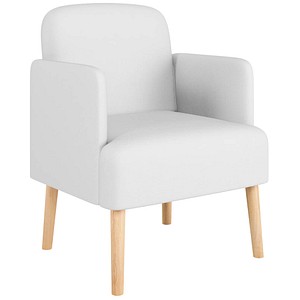 3660141967289 - meet by Paperflow Sessel BROOKS 4-Fußgestell Sitz- und Rückenpolsterung B 620 x T 520 x H 440 mm weiß buche