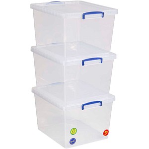 Really Useful Box Aufbewahrungsboxen 3x 33,5 l transparent 38,3 x 46,0 x 28,5 cm, 3 St.