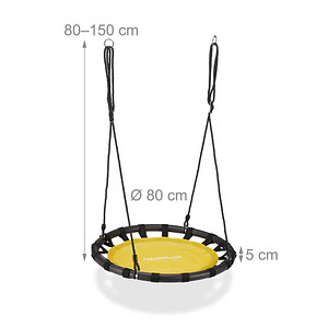4052025927097 - Relaxdays - Nestschaukel runde Hängeschaukel für Kinder & Erwachsene verstellbar draußen ø 80 cm bis 100 kg gelb