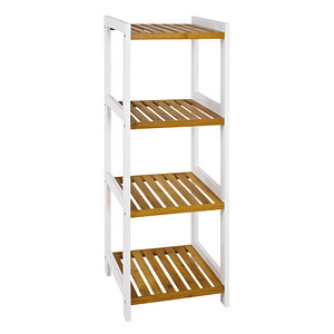 4001070453556 - Regal HAKU 4 Fachböden mit jeweils bis zu 20 kg Tragkraft B 350 x T 330 x H 1120 mm Holz weiß Bambus-naturfarben