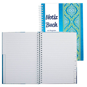 RNK-Verlag Notizbuch mit ABC Register Blue Orient DIN A5 liniert, mehrfarbig Hardcover 96 Seiten