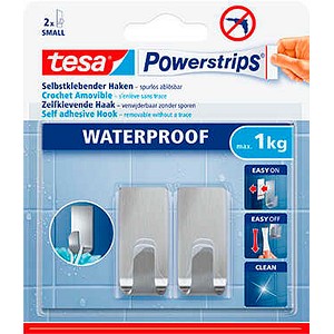 tesa WATERPROOF Small Klebehaken für max. 1,0 kg, 1,4 x 3,4 cm, 2 St.
