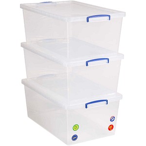 Really Useful Box Aufbewahrungsboxen 3x 62 l transparent 44,0 x 69,5 x 28,7 cm, 3 St.