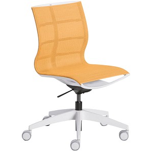 4049694001340 - Bürostuhl Einteiliger Strickbezug ermöglicht eine optimale Druckverteilung entlang der Wirbelsäule und Becken orange   lichtgra