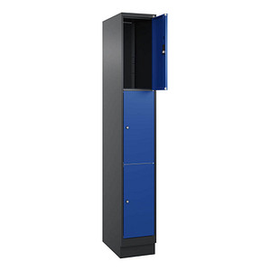 4068427433173 - Schließfachschrank Classic PLUS enzianblau schwarzgrau 080020-103 S10024 3 Schließfächer 300 x 500 x 1950 cm 4068427433173 