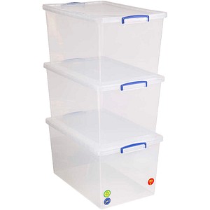 Really Useful Box Aufbewahrungsboxen 3x 83,0 l transparent 44,0 x 69,5 x 36,8 cm, 3 St.