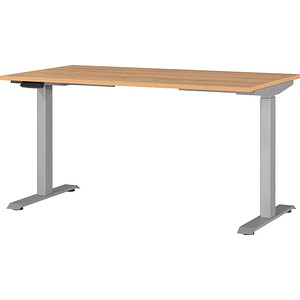 4005949790896 - Sitz-Steh-Schreibtisch JET 7905-638 elektrisch höhenverstellbar  140x80cm (BxT) rechteckig grandson-eiche   Silber 400594979