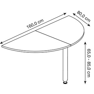 4032062138472 - HAMMERBACHER Anbautisch höhenverstellbar LA160 weiß silber halbrund 800 x 1600 x 655 - 825 cm 4032062138472 - HAMMERBACHER Anbautisch höhenverstellbar LA160 weiß silber halbrund 800 x 1600 x 655 - 825 cm