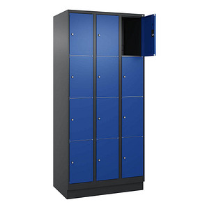 4068427433418 - Schließfachschrank Classic PLUS enzianblau schwarzgrau 080020-304 S10038 4 Schließfächer 900 x 500 x 1850 cm 4068427433418 