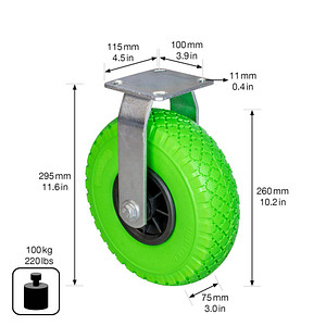 4001073455564 - Bockrolle - PANNENSICHER - PU geschäumtes Rad Ø Rad 260 mm Tragkraft 100 kg 4001073455564 - Bockrolle - PANNENSICHER - PU geschäumtes Rad Ø Rad 260 mm Tragkraft 100 kg