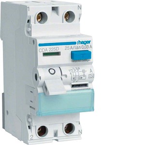 Hager FI Schalter 25A 30mA Typ A 2P 6kA für DIN-Schiene CDA225D - Bild 5
