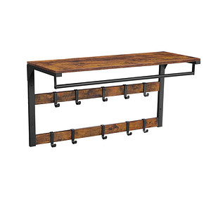 0194343047201 - Wandgarderobe braun Holz 10 Haken 800 x 420 cm 0194343047201 VASAGLE