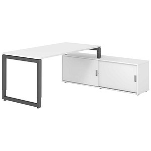 4032062332436 - Schreibtischkombination RSE16 höhenverstellbar 72-81cm (H) 160x80cm (BxT) rechteckig weiß   graphit 4032062332436 Hammerbach