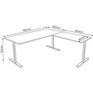 4044917442436 - Schreibtisch Form 1 11013113 65-130cm (H) 180x80cm (BxT) rechteckig anthrazit   silber 4044917442436 Kerkmann 4044917442436 - Schreibtisch Form 1 11013113 65-130cm (H) 180x80cm (BxT) rechteckig anthrazit   silber 4044917442436 Kerkmann