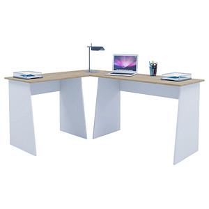 4051814342240 - Computertisch Eckschreibtisch Maße Gesamtset ca H 74 x B 135 x T 105 cm stylische Seitenteile Schreibtisch – Masola