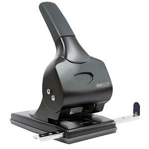 Rapesco Registraturlocher ALU 65 1015, schwarz, bis 6,5mm 65 Blatt, mit Anschlagschiene 5018505001571 Rapesco