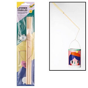4001868145052 - Bastelzubehör Laternenstab mit Drahtbügel + 1 LED Licht natur