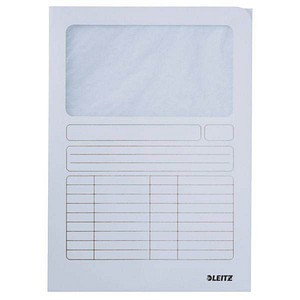 LEITZ Dokumententaschen 3950 DIN A4 weiß glatt, 100 St.