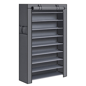 6955880343607 - Songmics - xxl 10 Schicht staubdichtes Schuhregal für ca 45 paar Schuhe Schuhschrank Schuhablage 88 x 28 x 160cm Grau RXJ36G - Grau