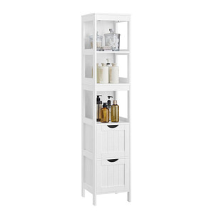 6955880340675 - Songmics - vasagle Hochschrank Badezimmerschrank Aufbewahrung von Badutensilien mit 2 Schubladen und 3 offenen Fächern 30 x 30 x 1415 cm