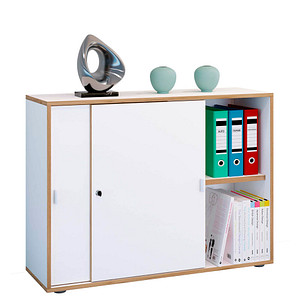 4051814444111 - Büroschrank mit 2 Fächern moderner Aktenschrank mit Schiebetüren Maße ca H 74 x B 100 x T 37 cm– Salia 2-Fach