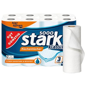 4311501718438 - Küchenrollen stark klassik 4946219001 3-lagig weiß Rolle à 64 4311501718438 Gut & Günstig 8 Rolle