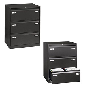 BISLEY LIGHT Hängeregistraturschrank schwarz 3 Schubladen 80,0 x 62,2 x 101,6 cm