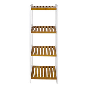 4001070453556 - Regal HAKU 4 Fachböden mit jeweils bis zu 20 kg Tragkraft B 350 x T 330 x H 1120 mm Holz weiß Bambus-naturfarben