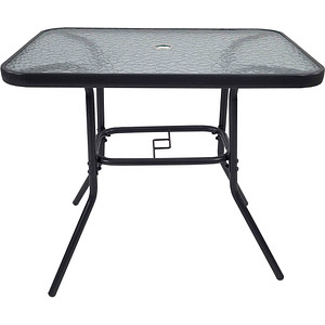 4051814411458 - Gartentisch aus Glas und Metall Esstisch Maße ca H 70 x B 80 x T 55 cm Anthrazit Balkontisch Gartenmöbel 80x55
