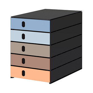 styro Schubladenbox styroval pro Emotions Beach blau, braun, orange DIN C4 mit 5 Schubladen