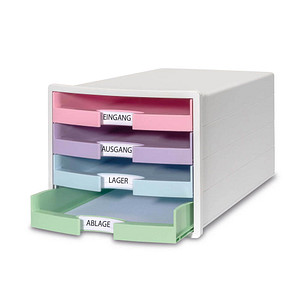 4012473120129 - Schubladenbox IMPULS  weißpastell 1013-129 DIN A4 DIN C4 mit 4 Schubladen 4012473120129 HAN