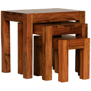 4250739279734 - WOHNLING Beistelltische-Set rechteckig Massivholz sheesham 3 St